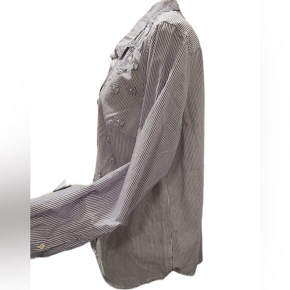 A new Day Navy White Stripe Button Down Top Size XXL - Picture 3 of 5